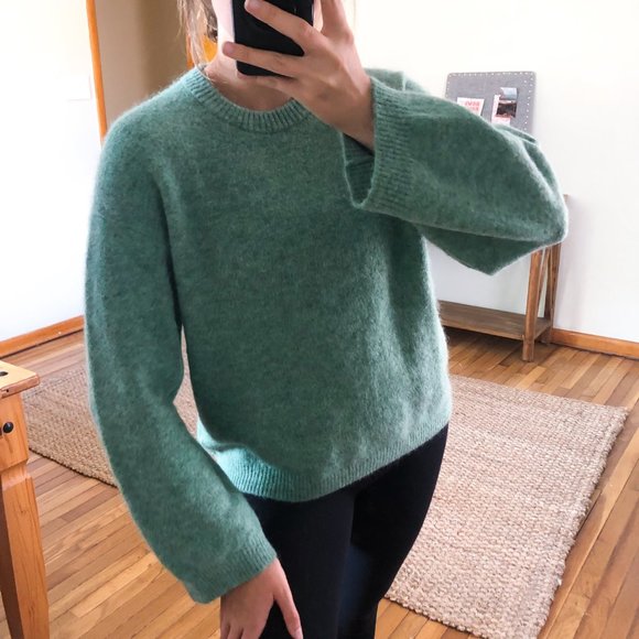 Arket | Sweaters | Arket Alpaca Blend Green Boho Classic Wide Sleeve Crew  Neck Pullover Sweater Xs | Poshmark